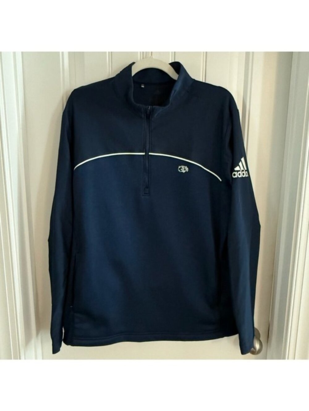 The Club at 12 Oaks Adidas Golf Quarter Zip Navy Performance Pullover Mens Large